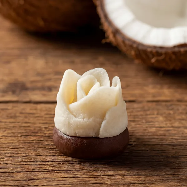 Flor de Coco, pétalas claras de coco em base de chocolate