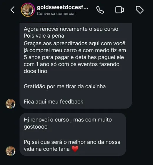 Print real da mensagem de Tainara para a Natália pelo Instagram